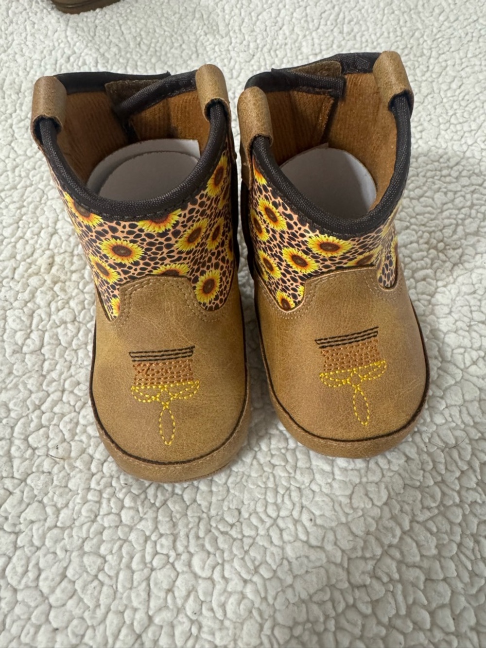 Twister Brown and Yellow Sunflower Kids Boots
